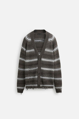 STRIPED DISTRESSED-EFFECT CARDIGAN - Zara фото 8