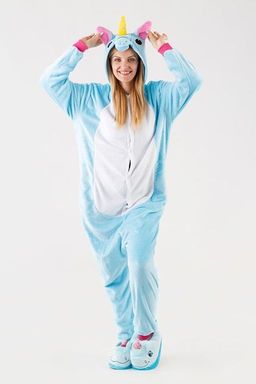 Пижама кигуруми голубой Единорог