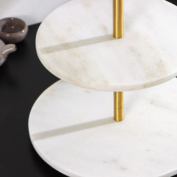 Этажёрка для фруктов и десертов Magistro Marble, 2 яруса, d=25/20?26.5 см, мрамор, белая  фото 2