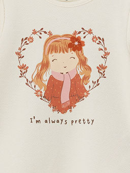 Bisiklet Yaka Bask?l? K?z ?ocuk Ti??rt