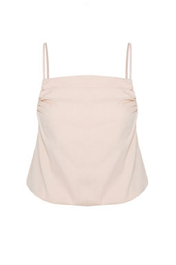 Trendyolmilla Bej Kare Yaka Ask?l? Balon Crop Dokuma Bluz TWOSS25BZ00057  фото 6