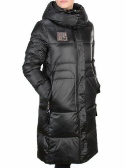 9110 BLACK Пальто зимнее женское FLOWERROVE (200 гр. холлофайбера)