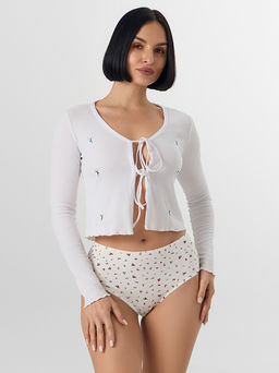 Цена за 2 штуки! Трусы макси женские бежевые с цветочным принтом