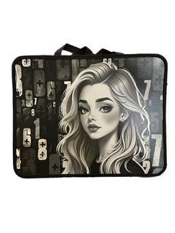 Папка на молнии с ручками А4, ширина 75мм (ПМ-А4-26) "Стильная девушка" тканевая окантовка