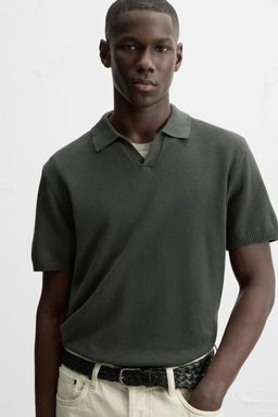 TEXTURED KNIT POLO SHIRT - Zara фото 5