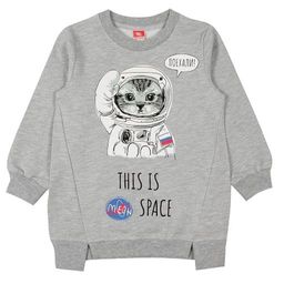 CRB wear/CWK 62510-1 Платье модель туника для девочки, серый меланж/Ex.Cherubino