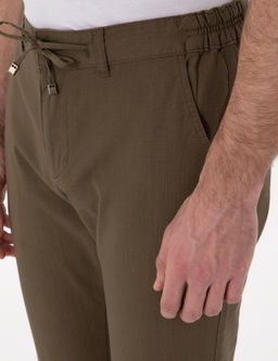 Haki Slim Fit Keten G_r_n_ml_ Kanvas Pantolon