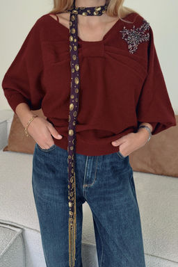 ASYMMETRIC RHINESTONE KNIT JUMPER - Zara фото 2