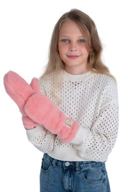 Варежки детские меховые ваниль - Woollamb фото 22