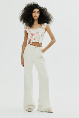 Blusa cropped en mezcla de lino - H&m фото 2