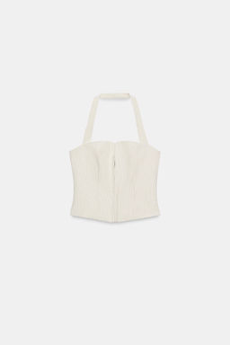 TOP CORS? HALTER RAYAS / Crudo / Marr?n - Zara фото 5