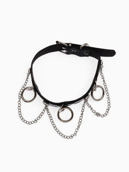 Чокер Искушение цепи и кольца, цвет чёрный в серебре, 40 см
