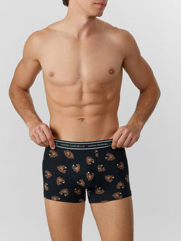 Цена за 2 штуки! Трусы боксеры мужские черные с рисунком в виде медведей