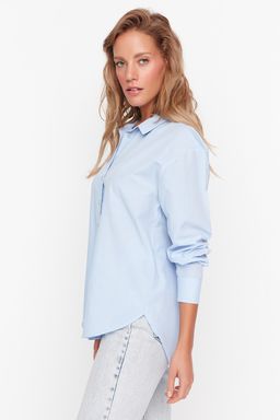 Mavi Loose Fit Pamuklu Dokuma Gomlek TWOAW20GO0107
