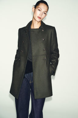 WOOL BLEND DOUBLE-BREASTED COAT - Zara фото 2