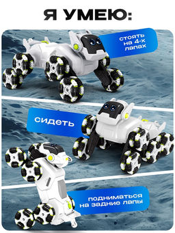 Робот-собака Лунный исследователь, радиоуправление, полный привод, свет, звук, дым - IQ BOT фото 3