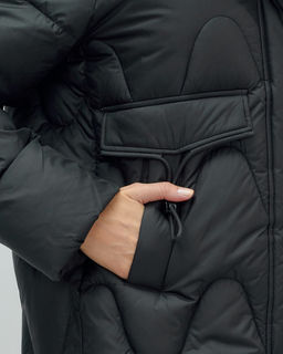 Куртка зимняя женская с капюшоном модная черного цвета 7653Ch - Visdeer фото 5