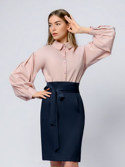 УЦЕНКА. Юбка темно-синяя длины мини с поясом