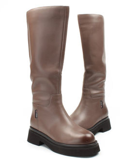 02-FG678-2BM BROWN Сапоги зимние женские (натуральная кожа, натуральный мех (еврозима))