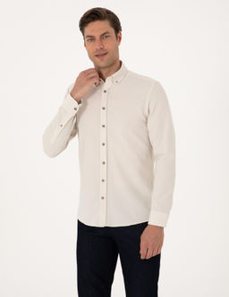Bej Slim Fit Uzun Kollu G_mlek