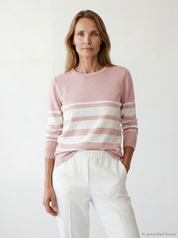 Bisiklet Yaka ?izgili Kad?n Triko Kazak