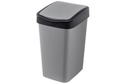 Ведро для мусора с подвижной крышкой 35 л 36*28*51 см Тандем сер.металлик/черный (модель 843558)