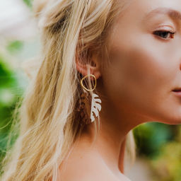 Серьги ассорти Ваканда монстера, цвет бело-коричневый в золоте - Queen fair фото 2