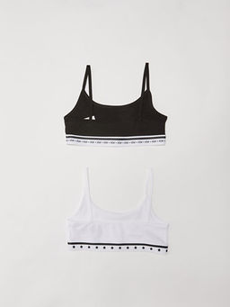 Bask?l? Pamuklu K?z ?ocuk B?stiyer 2li - Waikiki фото 2