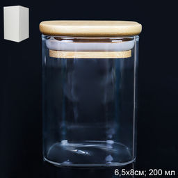 Банка квадратная бамбуковая крышка 200 мл диаметр 60/08 см / LCSC2106 /уп 200/ - Галеонтрейд фото 5
