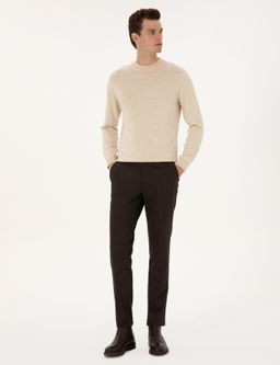Kahverengi Slim Fit Kanvas Pantolon