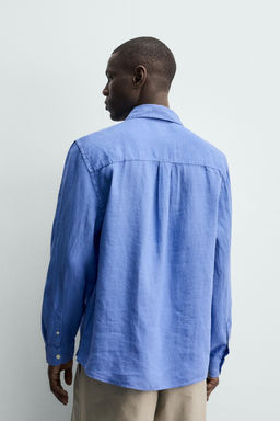 CAMISA REGULAR FIT 100% LINO / Azul lavado - Zara фото 3