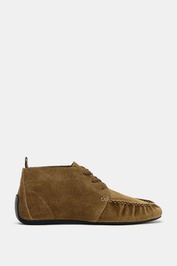 RUCHED SPLIT SUEDE ANKLE BOOTS - Zara фото 2