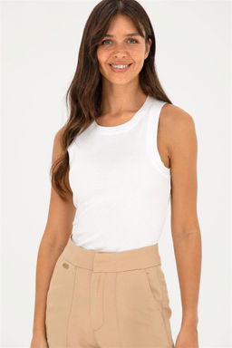 Женская белая базовая футболка без рукавов с круглым вырезом Неожиданная скидка в корзине - U.s. polo assn фото 3