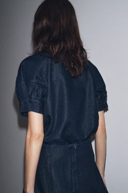 ZW COLLECTION DENIM SHIRT WITH TIES - Zara фото 3