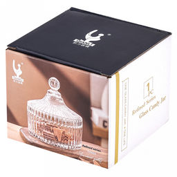 Конфетница стеклянная Плиссе 250мл, д10см, h12,8см, с крышкой, цветная коробка (Китай) - Домашняя мода фото 6