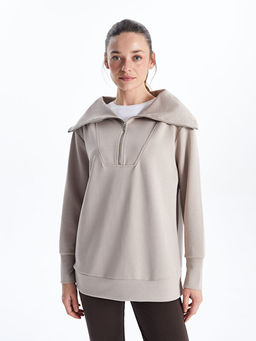 Dik Yaka Oversize Kad?n Sweatshirt Tunik