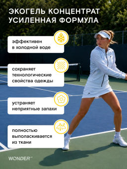 WONDER LAB Экогель для стирки спортивной одежды (белые цветы и груша) 1 л  фото 3