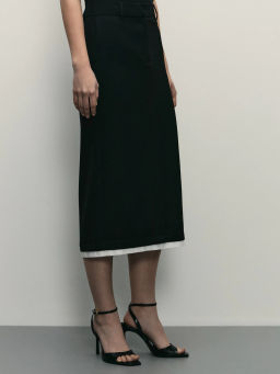 Юбка миди с контрастной деталью по низу / Zarina  фото 3