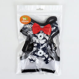 Комплект с мягкой шлейкой и бантиком Перья, размер M, поводок 120 x 1,5 см, ОГ 28-46 см - Пижон фото 10