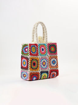 Сумка плетёная из пандана, 30×10×50 см, разноцветная