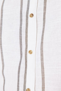 TRENDYOL MAN Haki Slim Fit Dugmeli Yaka Apoletli Cizgili Gomlek TMNSS21GO1095 - Trendyolmilla фото 5