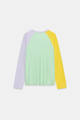 CAMISETA TRICOLOR ALGOD?N Y LINO / Verde claro - Zara фото 7