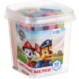 Мелки цветные 12 штук, 10 цветов, Щенячий патруль