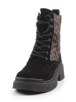 01-DMD-D269 BLACK/LEOPARD Ботинки демисезонные женские (натуральная кожа, байка)