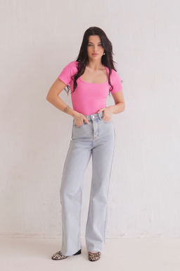 Боди с вырезом каре розовое - Martichelli фото 2