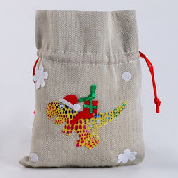 Цена за 2 шт. Мешок новогодний для подарков «Динозавр с подарками», 19×14 см, МИКС