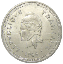 100 франков 1966 года Новые Гебриды