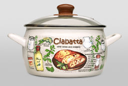ГЛУБОКАЯ КАСТРЮЛЯ ЭКСКЛЮЗИВ СО СТЕКЛ. КРЫШКОЙ ЧИАБАТТА 5,7Л (22 СМ)