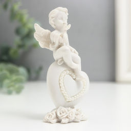 Фигурка полистоун «Ангелок на сердечке из страз», 9×4.3×3 см, МИКС