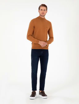 Kahverengi Slim Fit Yar_m Bal_k__ Yaka Basic Triko Kazak - Pierre cardin фото 4